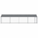 Dog Cage with Roof and Door Gray 26.2'x6.6'x6.6'Galvanized Steel