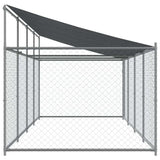 Dog Cage with Roof and Door Gray 26.2'x6.6'x6.6'Galvanized Steel