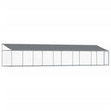 Dog Cage with Roof and Door Gray 32.8'x6.6'x6.6'Galvanized Steel