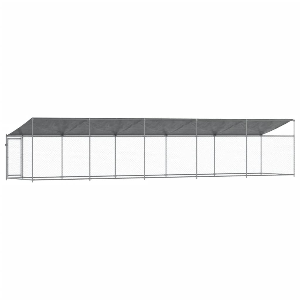 Dog Cage with Roof and Door Gray 32.8'x6.6'x6.6'Galvanized Steel