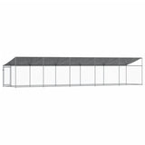 Dog Cage with Roof and Door Gray 32.8'x6.6'x6.6'Galvanized Steel