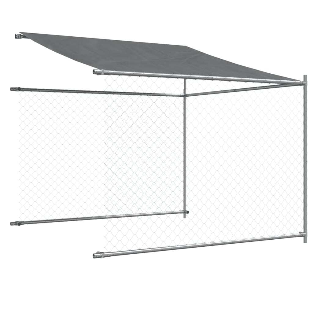 Dog Cage with Roof and Door Gray 32.8'x6.6'x6.6'Galvanized Steel
