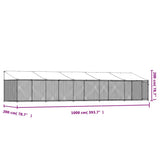 Dog Cage with Roof and Door Gray 32.8'x6.6'x6.6'Galvanized Steel