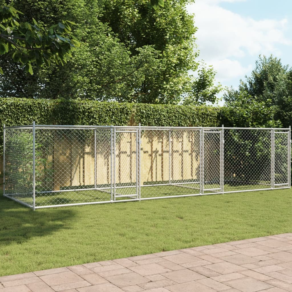 Dog Cage with Doors Gray 19.7'x6.6'x4.9'Galvanized Steel