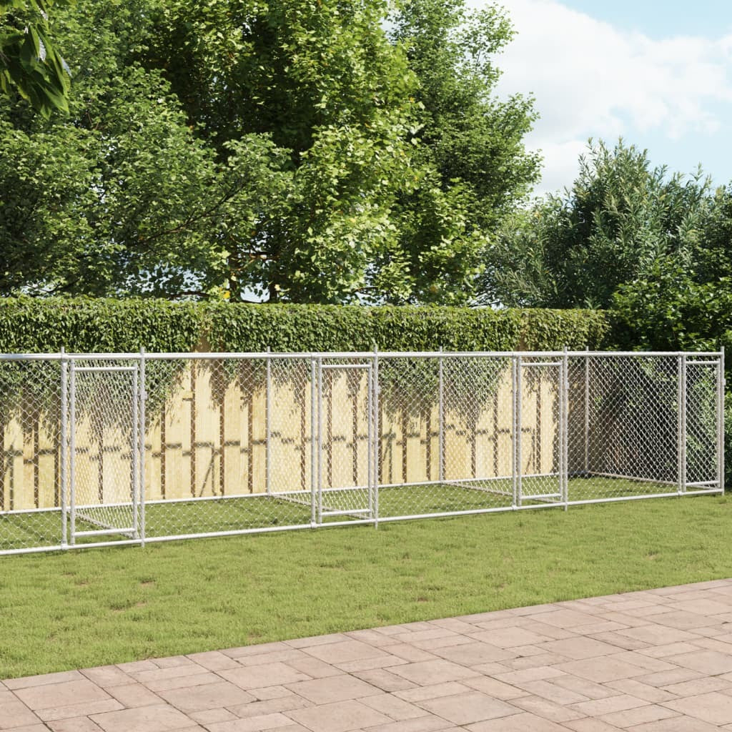 Dog Cage with Doors Gray 32.8'x6.6'x4.9'Galvanized Steel