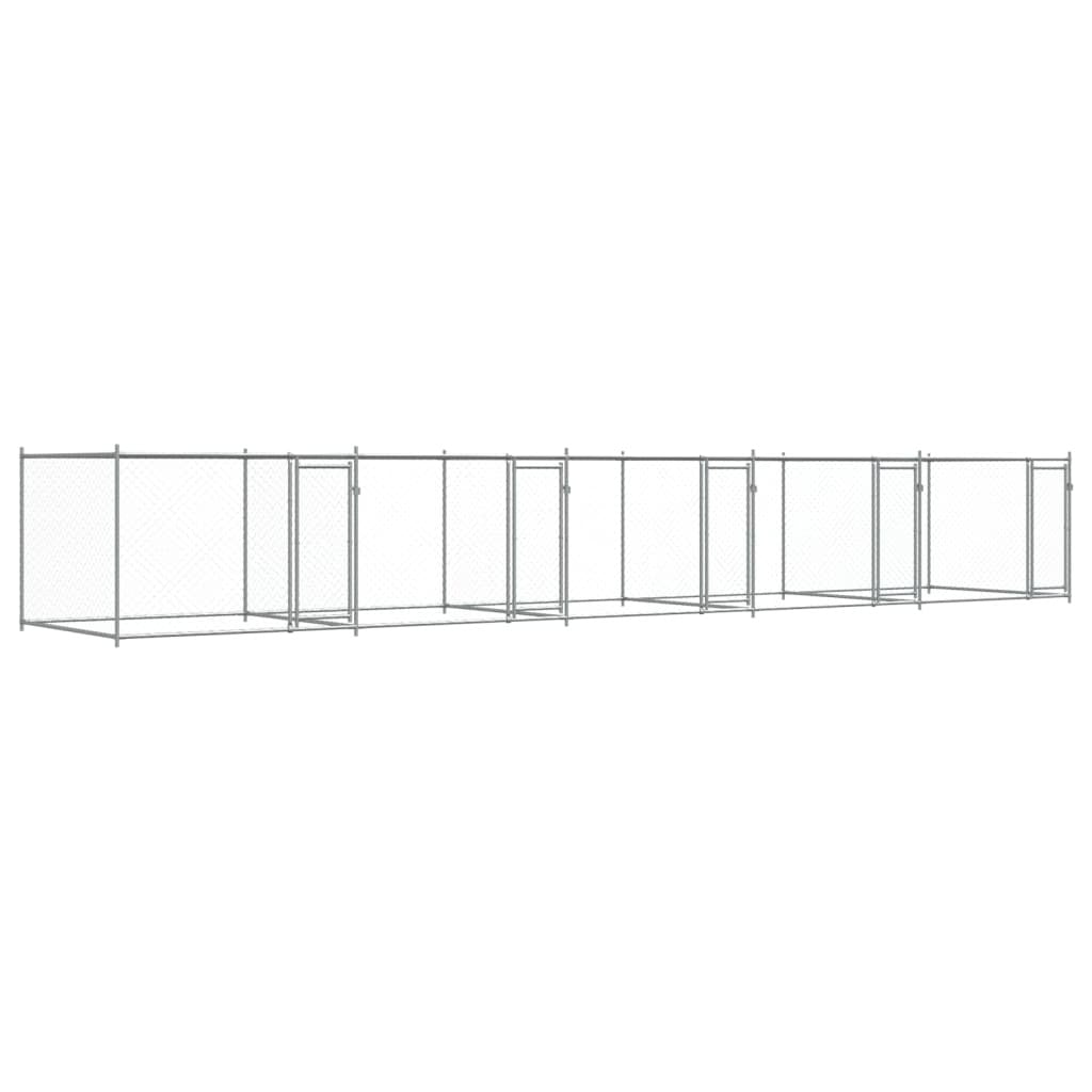 Dog Cage with Doors Gray 32.8'x6.6'x4.9'Galvanized Steel
