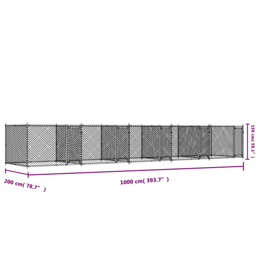 Dog Cage with Doors Gray 32.8'x6.6'x4.9'Galvanized Steel