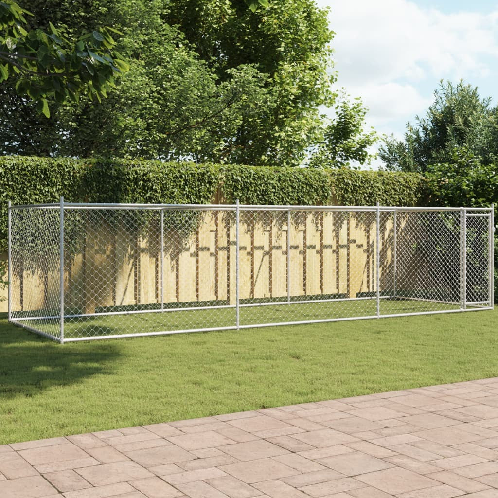 Dog Cage with Door Gray 19.7'x6.6'x4.9'Galvanized Steel
