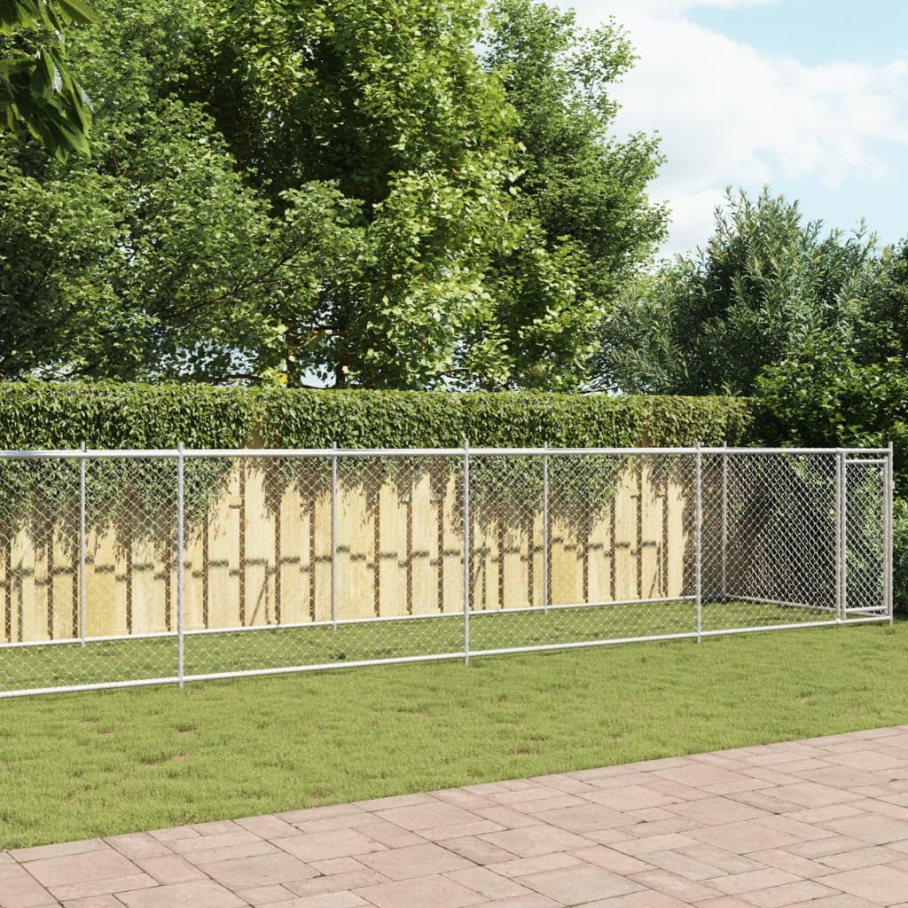 Dog Cage with Door Gray 32.8'x6.6'x4.9'Galvanized Steel
