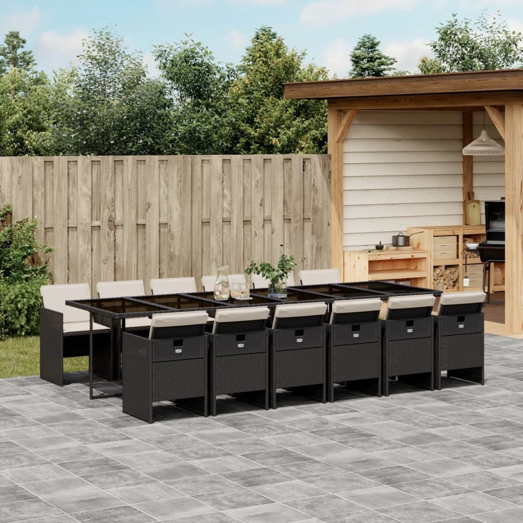 Garden Dining Set Black, Cream White
