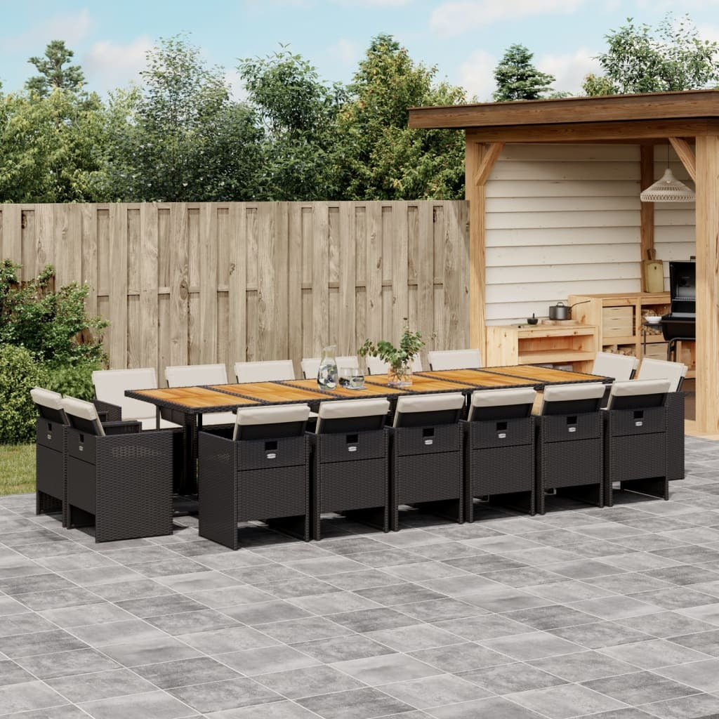 Garden Dining Set Black and Brown