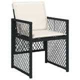 Garden Dining Set Black, Cream White PE Rattan, Steel, Acacia Wood