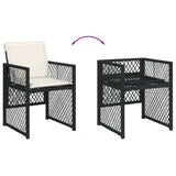 Garden Dining Set Black, Cream White PE Rattan, Steel, Acacia Wood