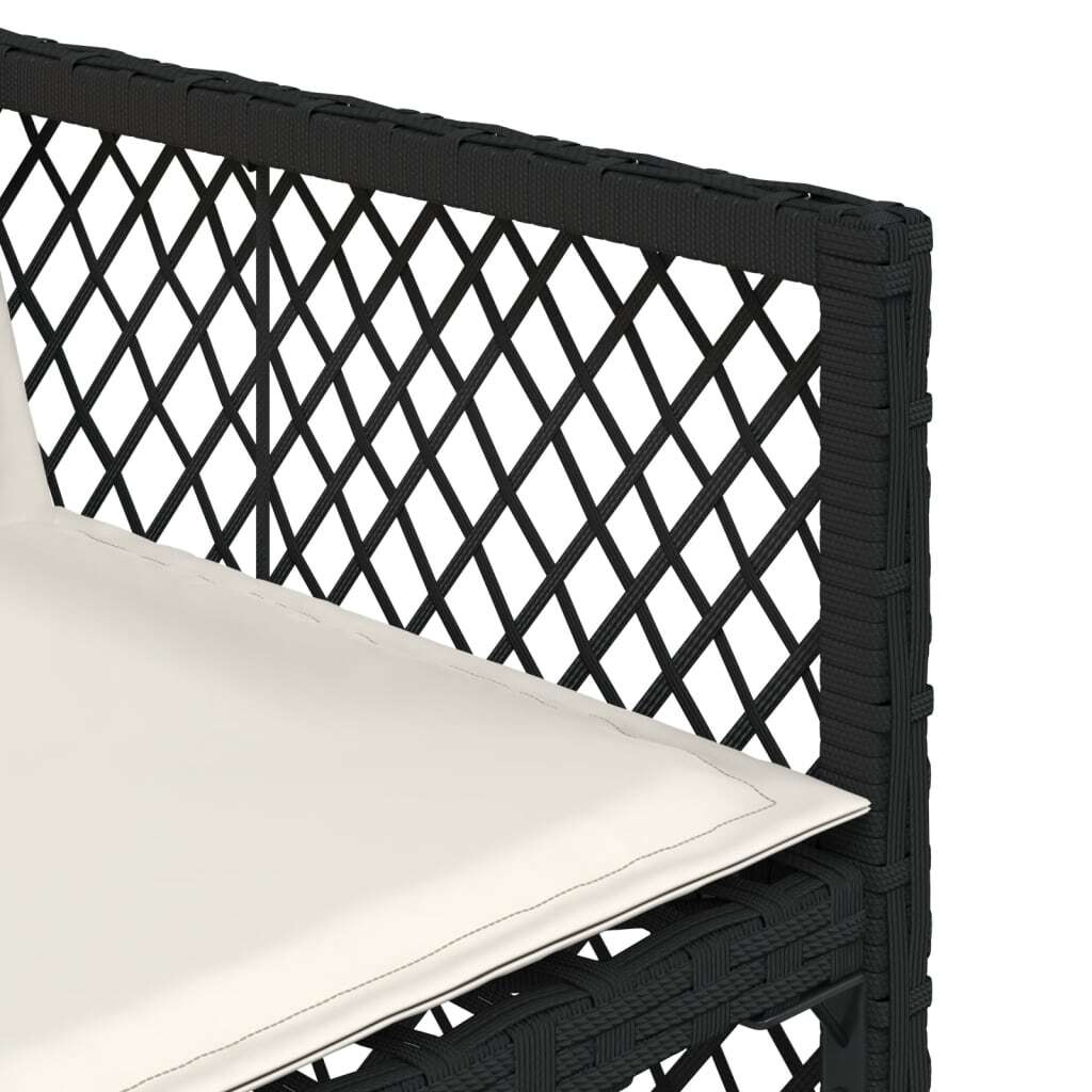 Garden Dining Set Black, Cream White PE Rattan, Steel, Acacia Wood