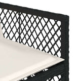 Garden Dining Set Black, Cream White PE Rattan, Steel, Acacia Wood