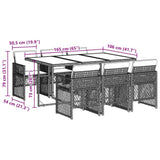 Garden Dining Set Black, Cream White PE Rattan, Steel, Acacia Wood