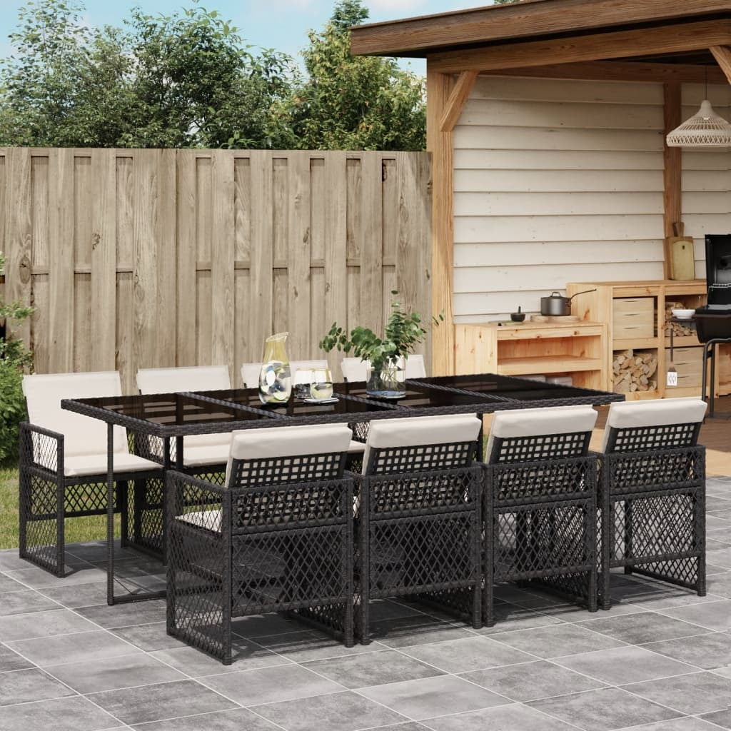 Garden Dining Set Black, Cream White
