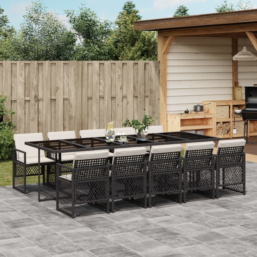 Garden Dining Set Black, Cream White