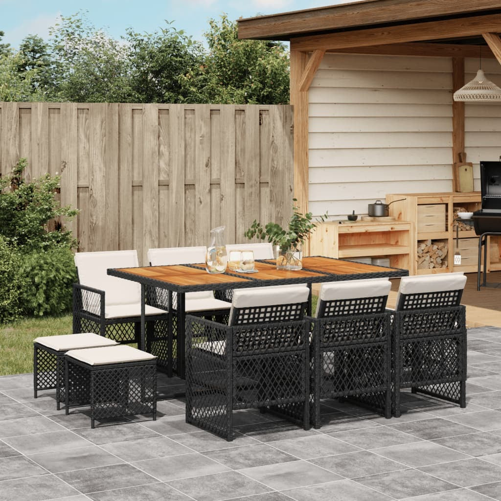 Garden Dining Set Black, Cream White
