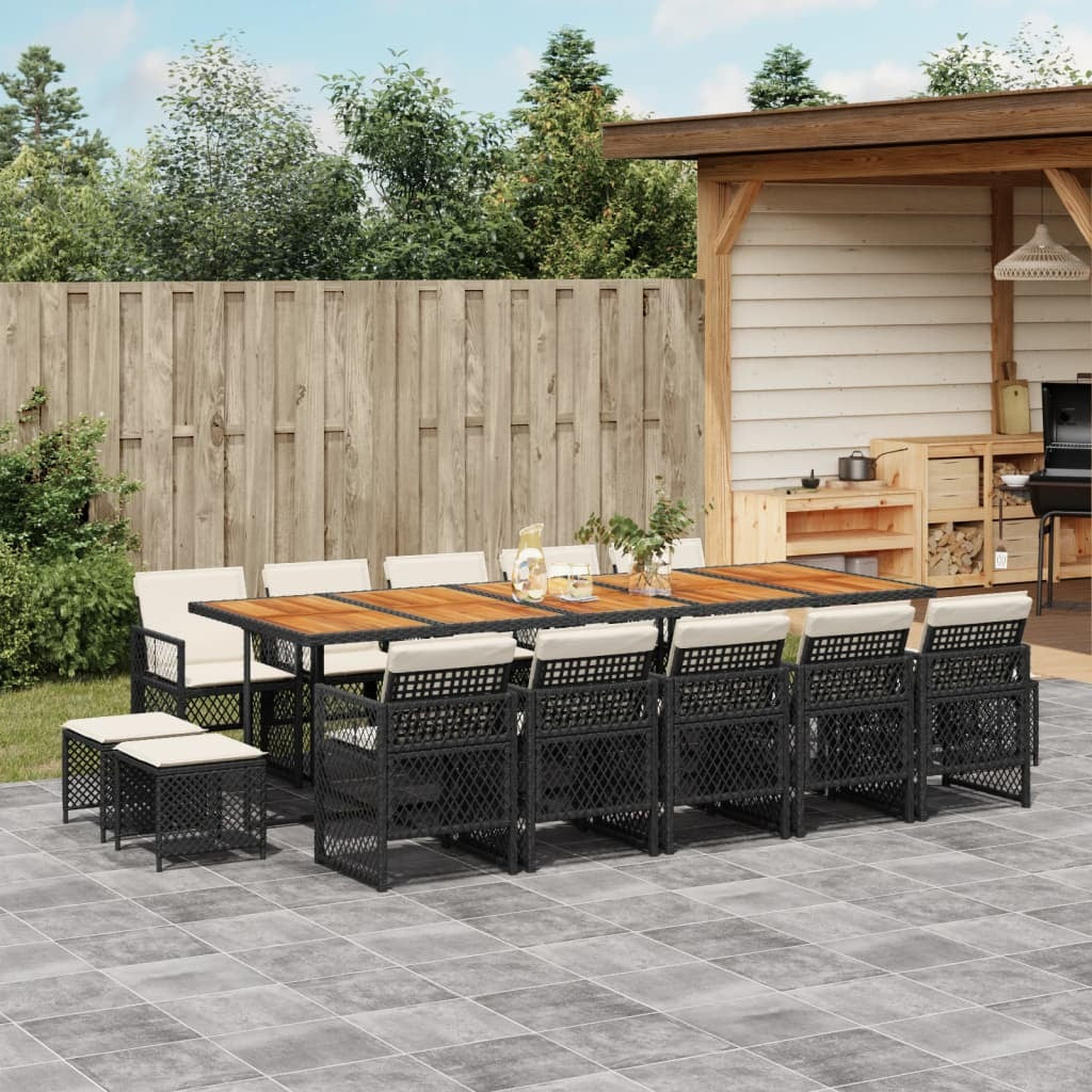 Garden Dining Set Black, Cream White