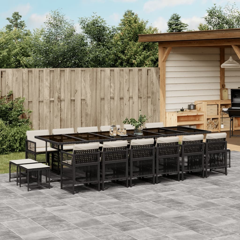 Garden Dining Set Black, Cream White