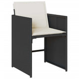 7 Piece Patio Dining Set with Cushions Black Poly Rattan
