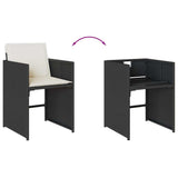 7 Piece Patio Dining Set with Cushions Black Poly Rattan