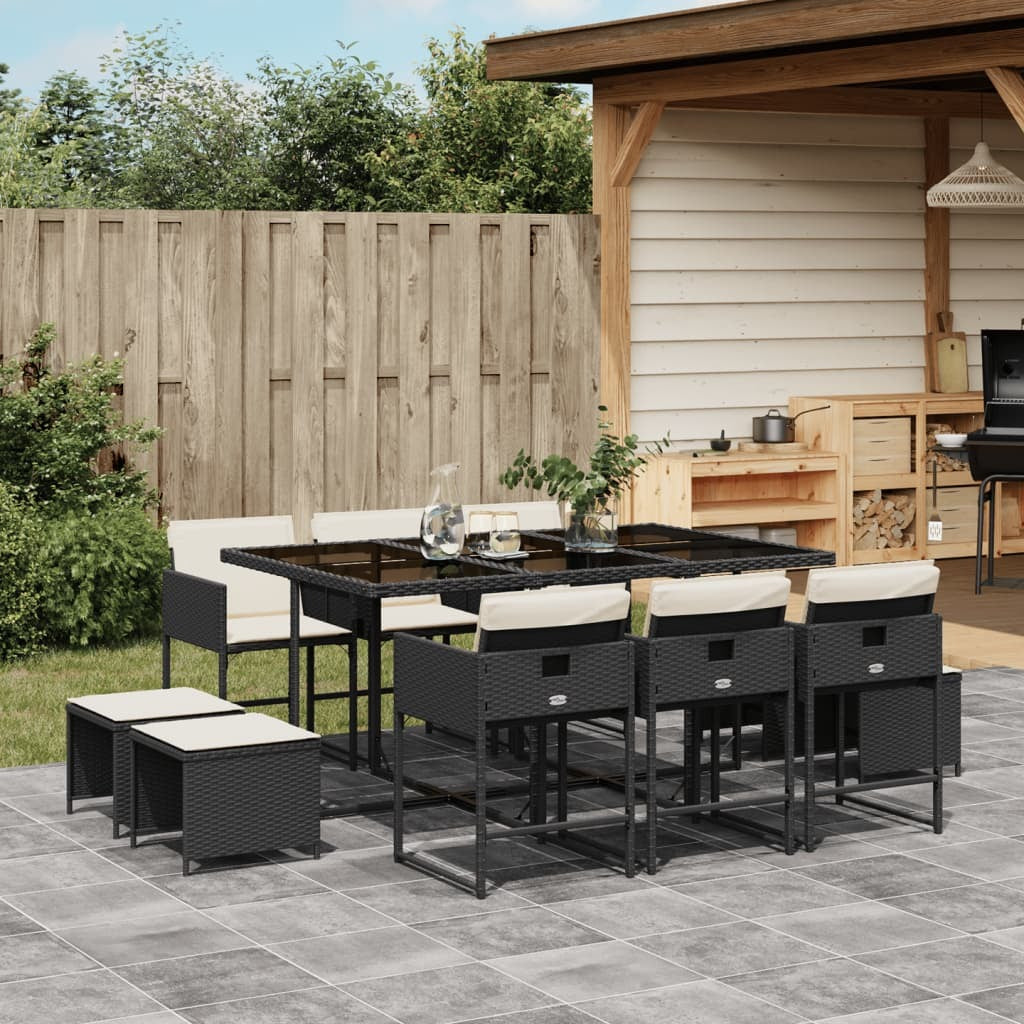 Garden Dining Set Black, Cream white