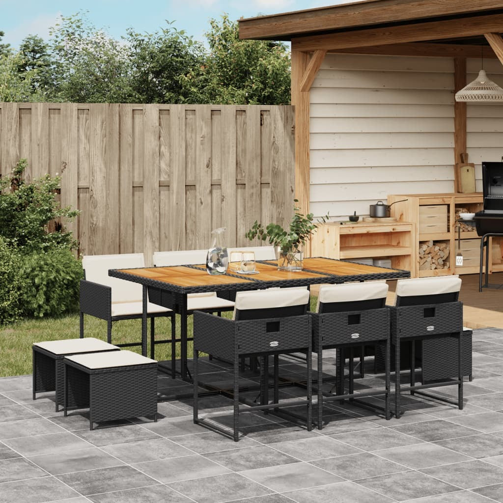 Garden Dining Set Black and cream white
