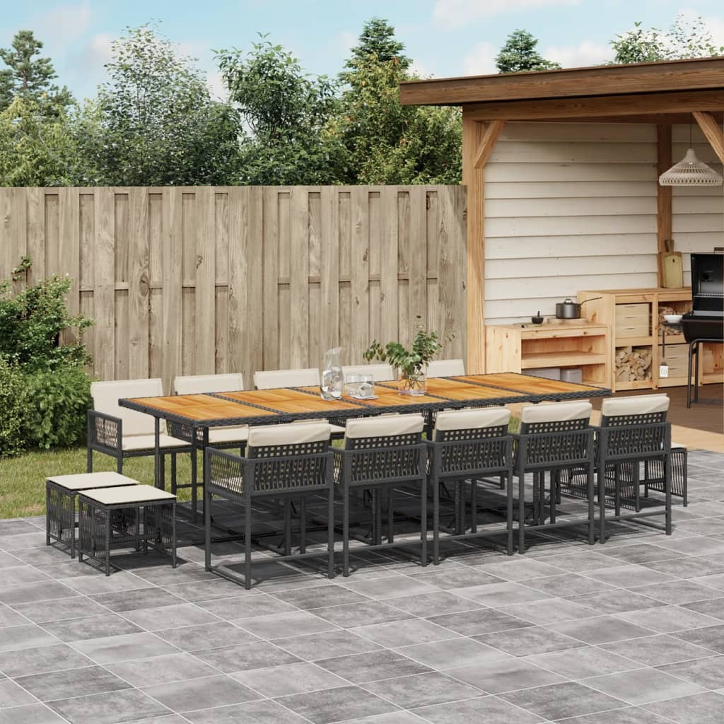 Garden Dining Set Black and Brown