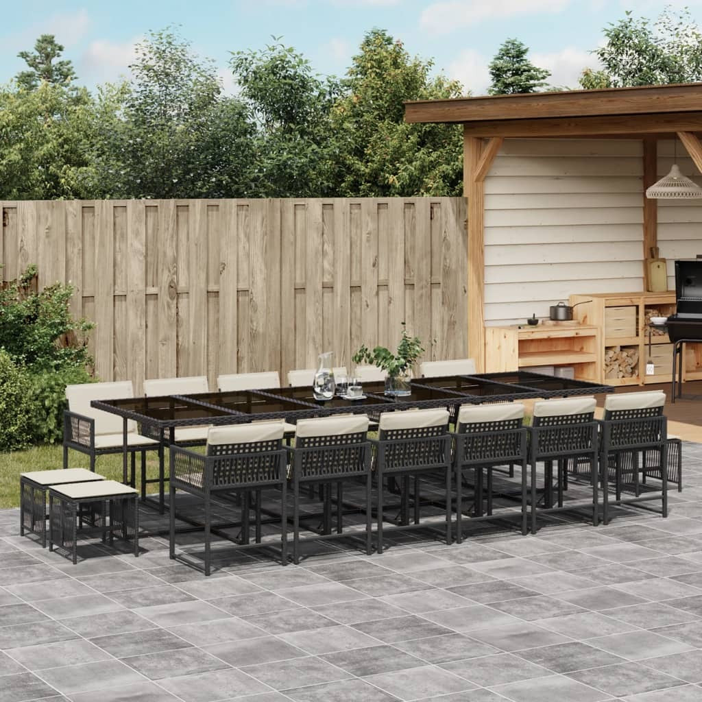 Garden Dining Set Black and Cream