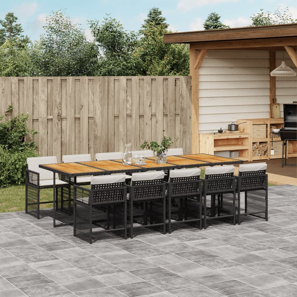Garden Dining Set Black, Cream White