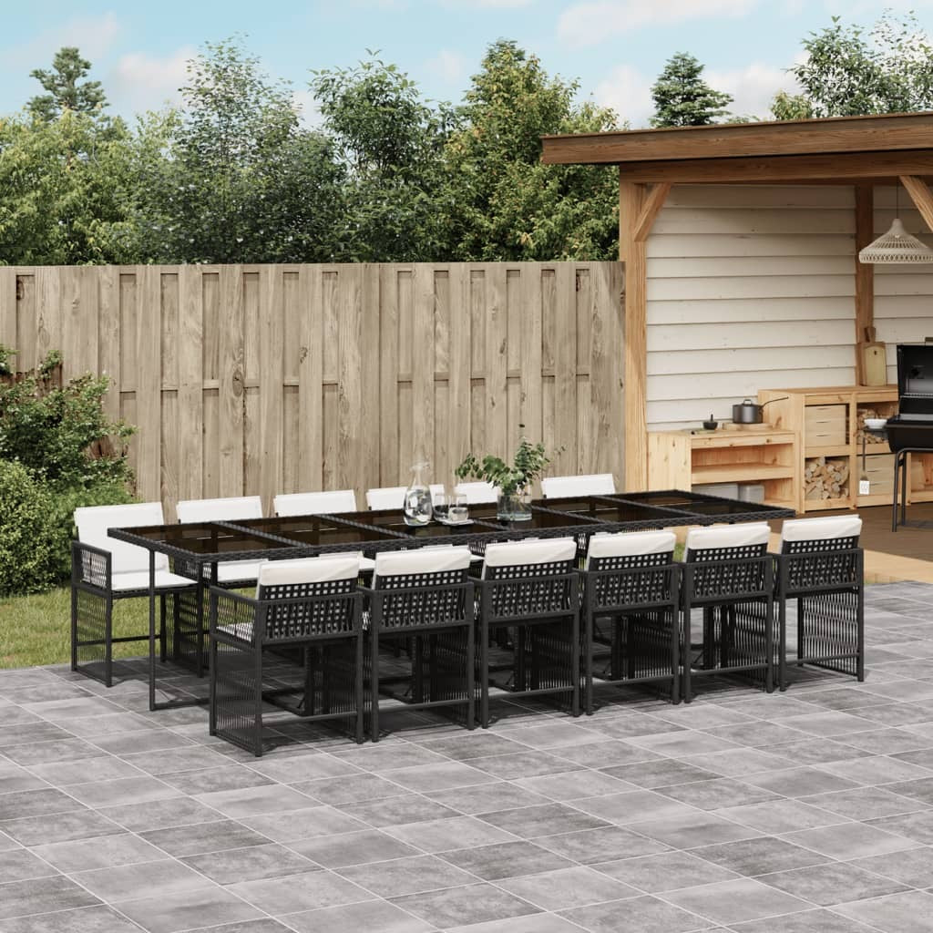 Garden Dining Set Black, Cream White