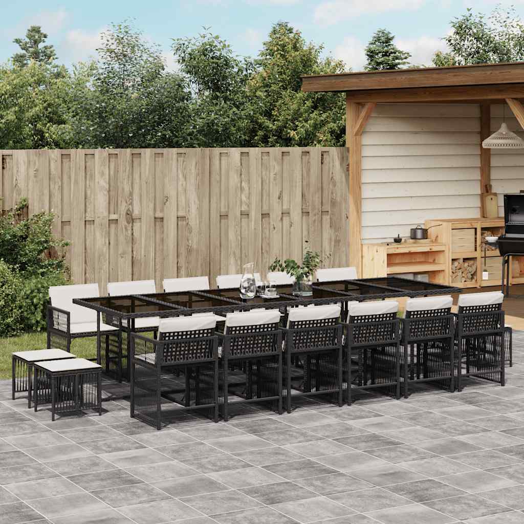 Garden Dining Set Black, Cream White