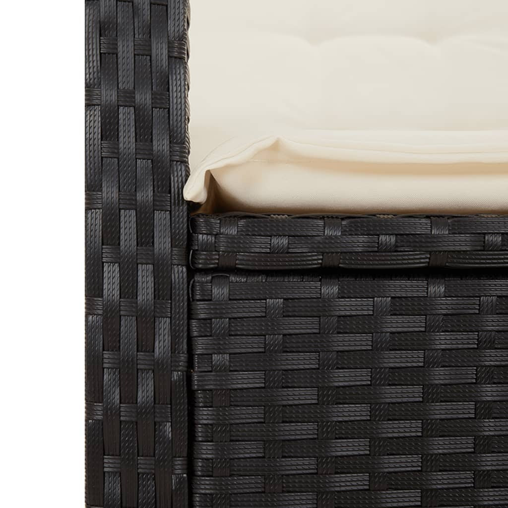 5 Piece Patio Dining Set with Cushions Black Poly Rattan