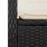 5 Piece Patio Dining Set with Cushions Black Poly Rattan