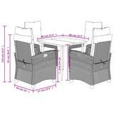 5 Piece Patio Dining Set with Cushions Black Poly Rattan
