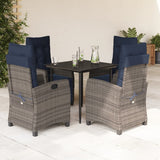 5 Piece Patio Dining Set with Cushions Gray Poly Rattan