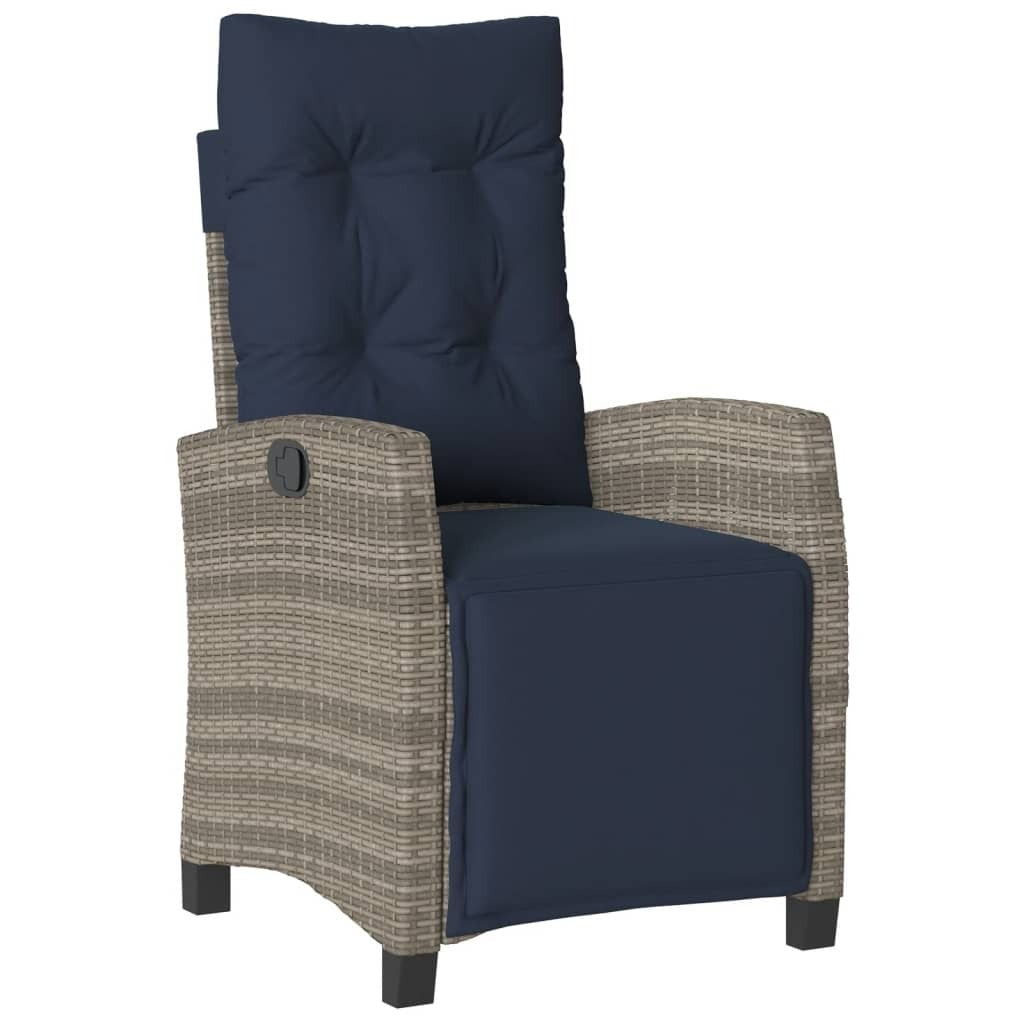 5 Piece Patio Dining Set with Cushions Gray Poly Rattan