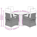 5 Piece Patio Dining Set with Cushions Gray Poly Rattan