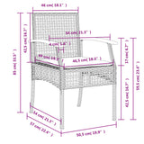 7 Piece Patio Dining Set with Cushions Gray Poly Rattan