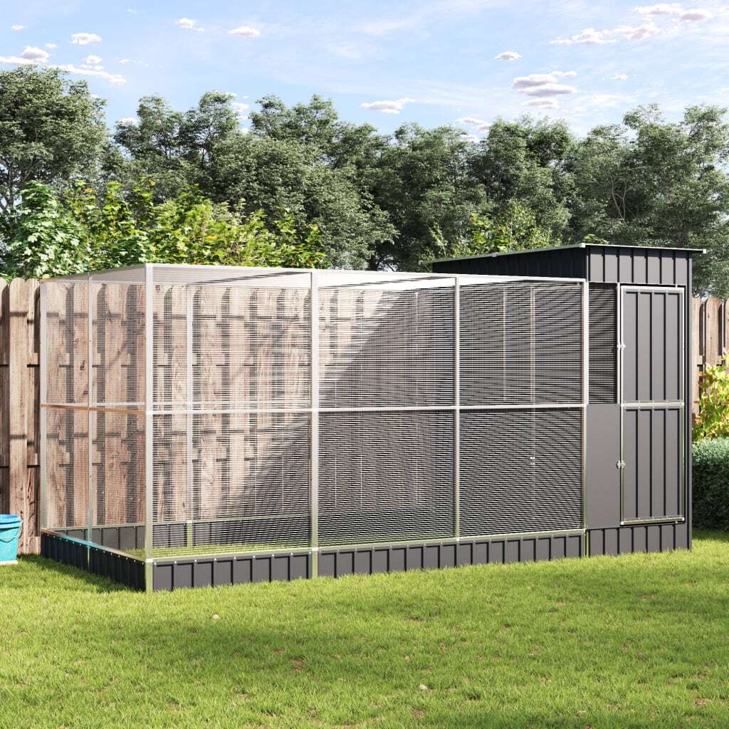 Aviary with Extension Silver 163.8x79.9x85.0" Steel