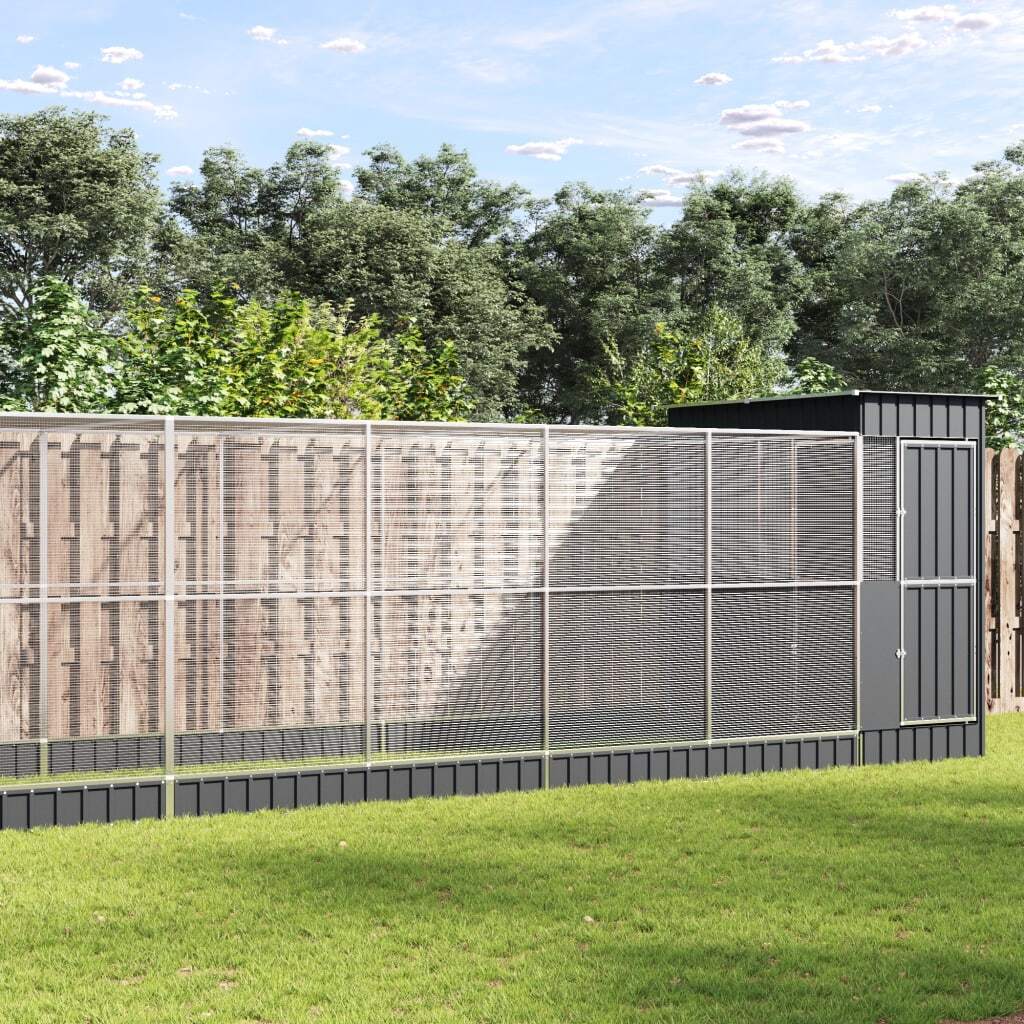 Aviary with Extension Silver 245.3"x79.9"x85" Steel