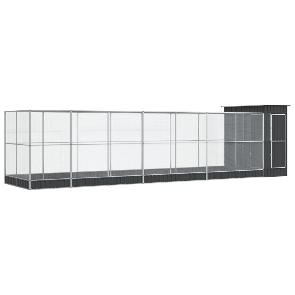 Aviary with Extension Silver 326.8"x79.9"x85" Steel