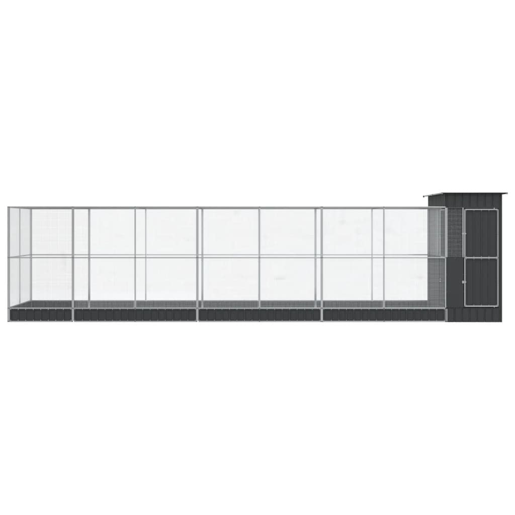 Aviary with Extension Silver 326.8"x79.9"x85" Steel