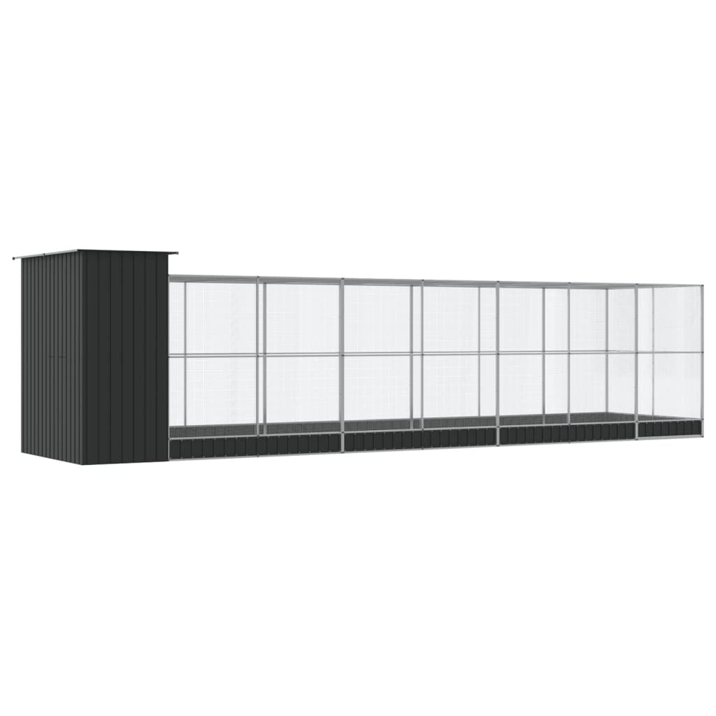 Aviary with Extension Silver 326.8"x79.9"x85" Steel