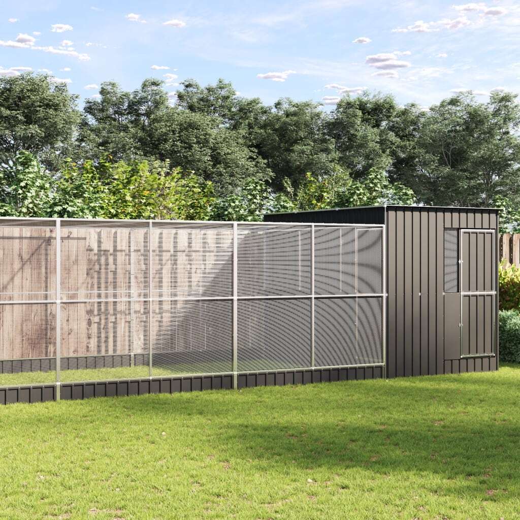 Aviary with Extension Silver 358.7"x119.3"x85" Steel