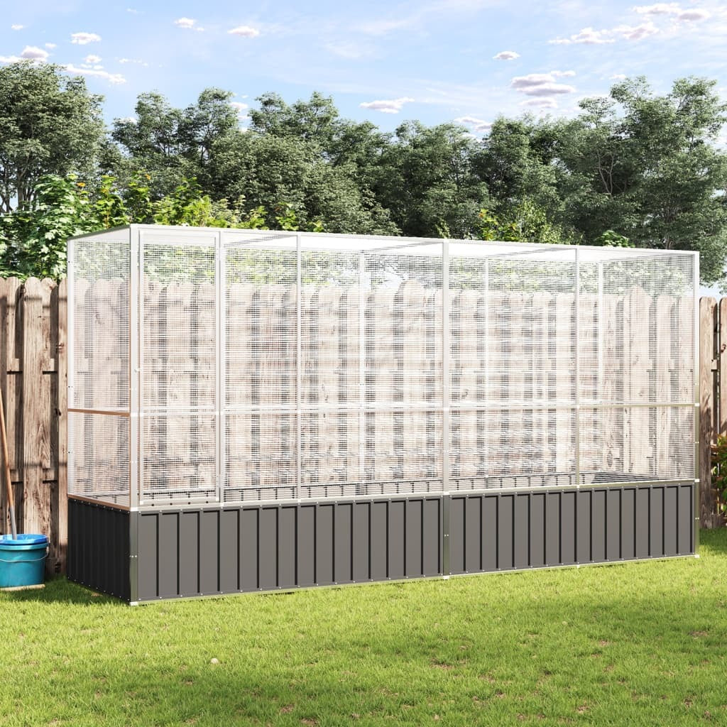Aviary with Extension Silver 164.8"x42.1"x83.5" Steel