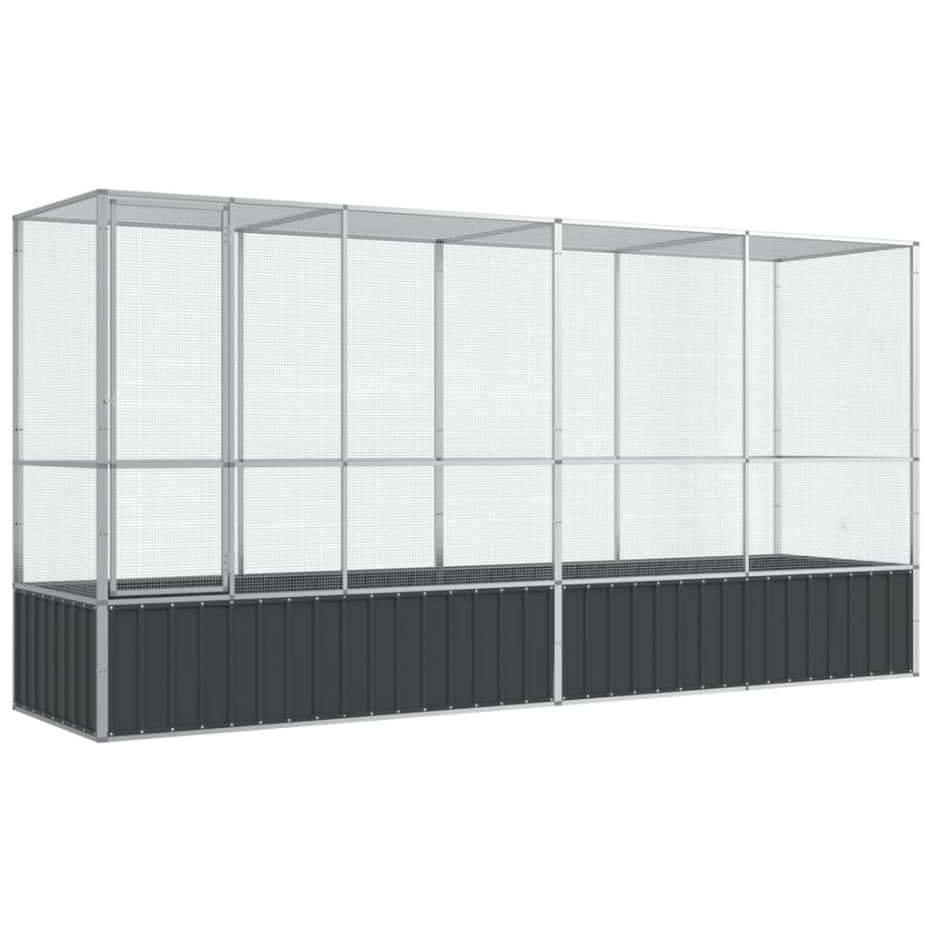 Aviary with Extension Silver 164.8"x42.1"x83.5" Steel