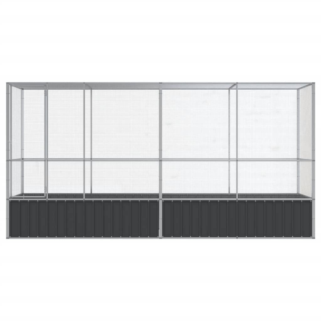 Aviary with Extension Silver 164.8"x42.1"x83.5" Steel